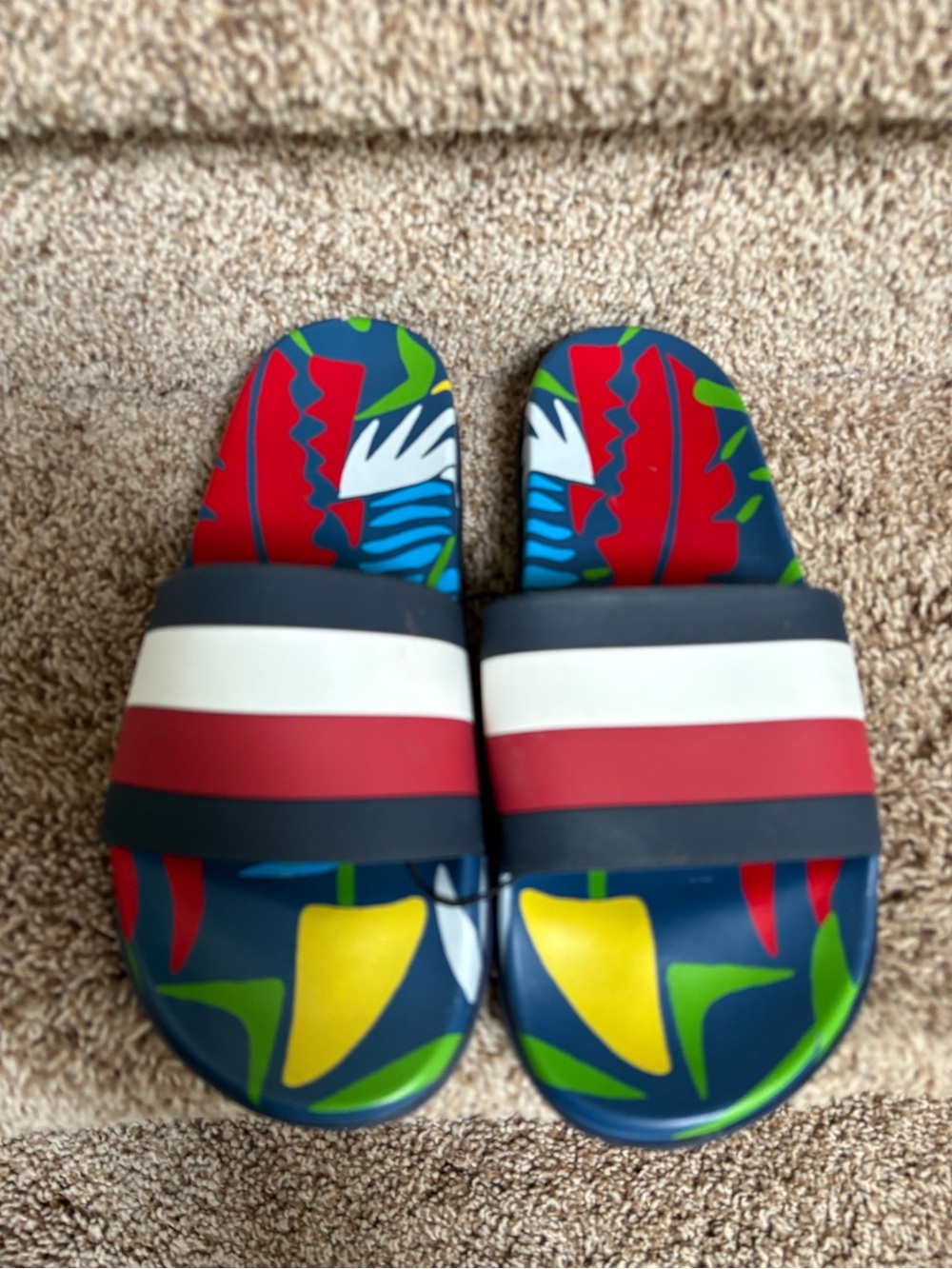 Tommy Hilfiger Men’s Multicolor Tropical Print Slide Sandals